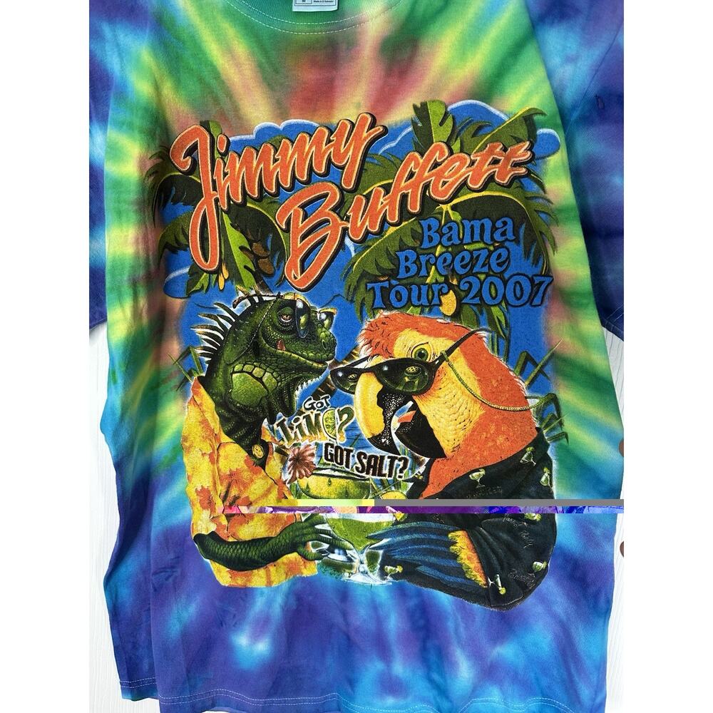 VTG Jimmy Buffett Shirt DOUBLE SIDED Tie Dye Bama Breeze Tour 2007 Concert Sz M - Picture 7 of 10